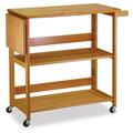 Winsome Light Oak Beechwood Foldable Kitchen Cart With Knife Block 34137